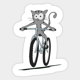 Cute Mountain Bike Cycling Cartoon Cat Biking Cat Sticker